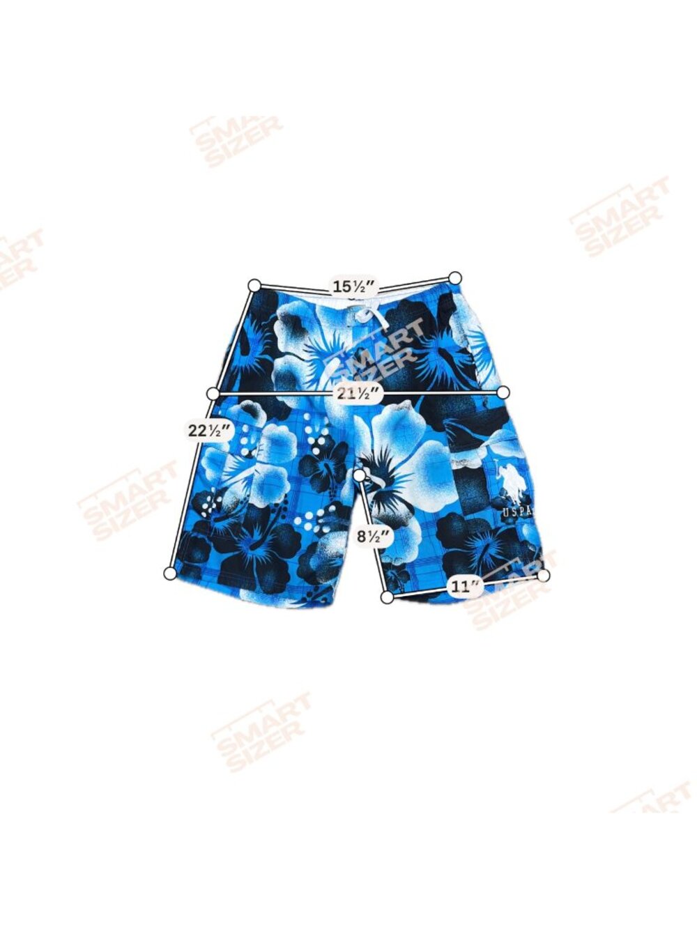 U.S. Polo Assn. Mens Blue Floral Swim Trunks Medium Hawaiian Print Stretch Waist - Picture 3 of 10